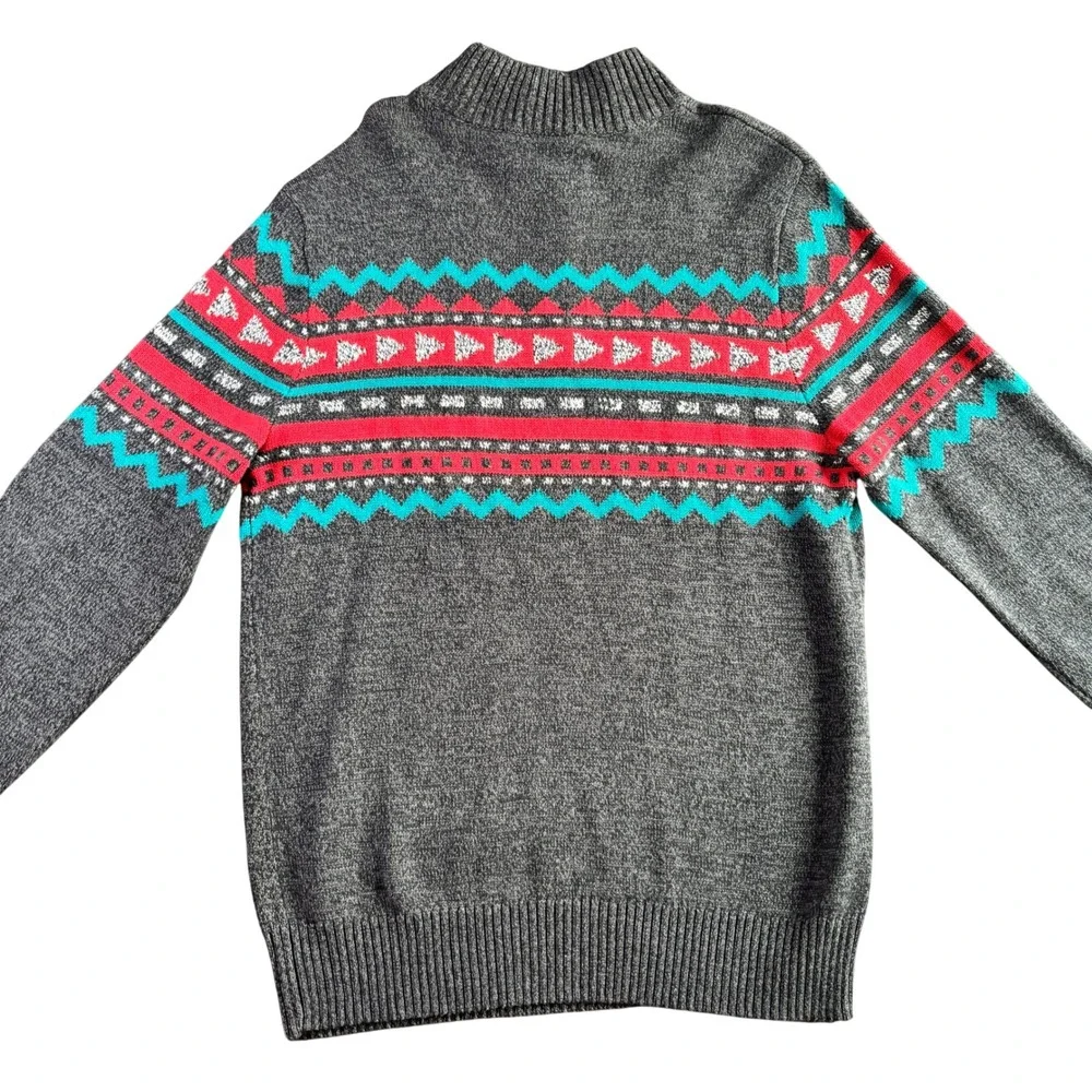 Urban Pipeline Mens Large Gray Fair Isle Geometric Quarter Zip‎ Pullover Sweater
